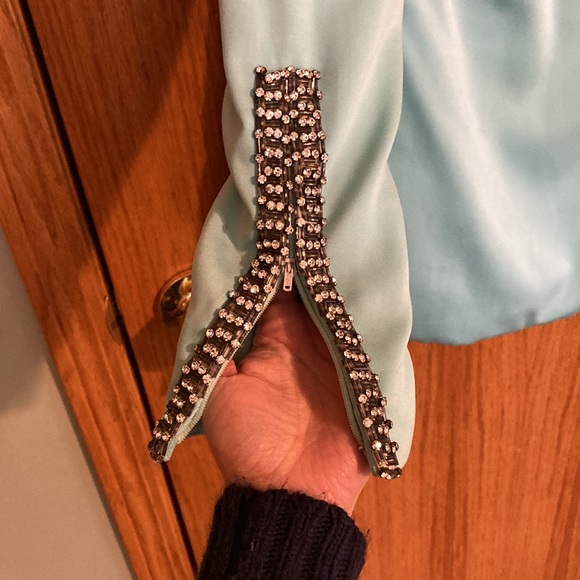 Vintage Aqua Blue and Rhinestone Tunic Shirt - Picture 4 of 8